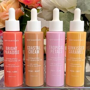 🆕💐 SPA•SCENTIALS LIMITED EDITION 4-PIECE HYDRATING BODY PERFUME OIL COLLECTION